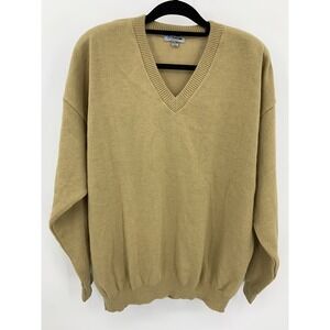 Vintage Andrew Rohan Men's 2XL V Neck Pullover Grandpa Sweater Tan USA Made